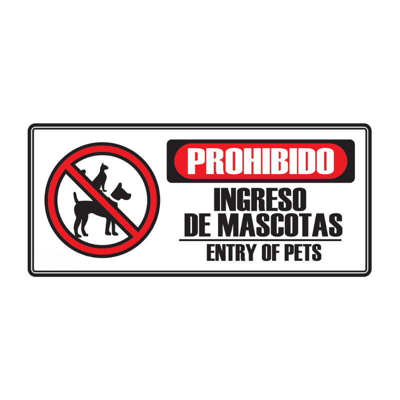 Señalización Prohibido Mascotas 15x30