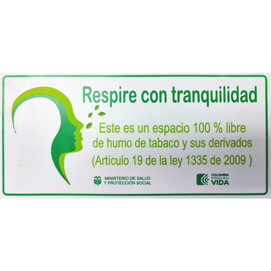Señalización Espacio Libre de Humo 15x30